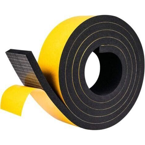 Bande d'étanchéité autocollante en mousse, 2 m, pour porte, fenêtre, porte, fenêtre, porte, autocollant, 10 mm x 50 mm x 2 m, noir (1/5)