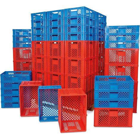 BRB Set mit 78 Bäckerkisten in 2 Größen/Farben, 42x 600x400x150mm blau und 36x 600x400x320mm rot