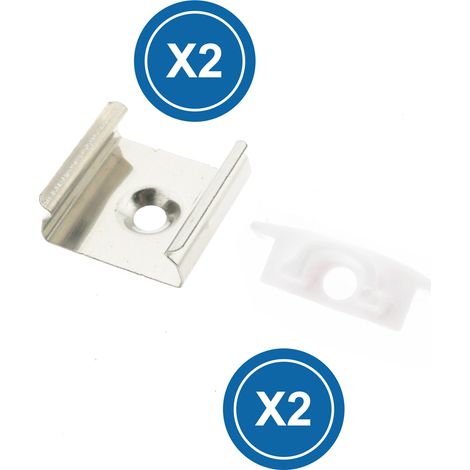 Pack 2 Tapones y 2 grapas para Perfil  Blanco   IluminaShop