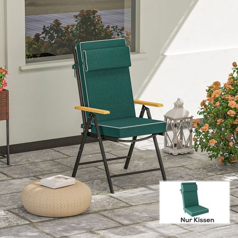 Coussin d’assise 120 x 47 9, 5 cm résistant à l’eau Coussin de chaise avec sangles, appuie-tête, UPF50+ vert