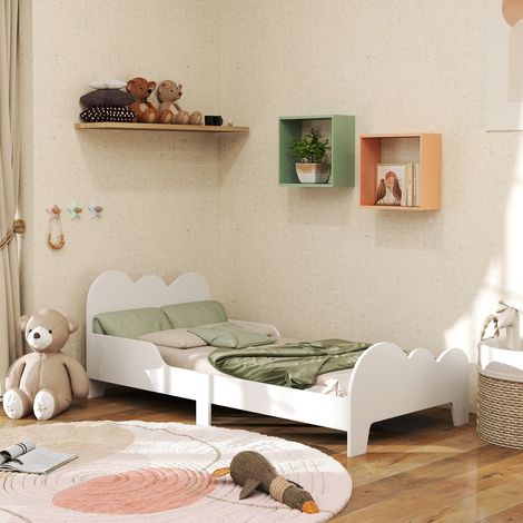 Cloud-Themed Toddler Bed Frame with Safety Rails, 143.5 x 74.5 x 56cm (1/5)