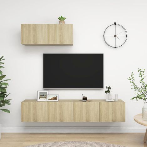 Lot de 3 Meubles TV Mondernes Banc TV de Salon Chêne sonoma Aggloméré -FR74037 (1/5)
