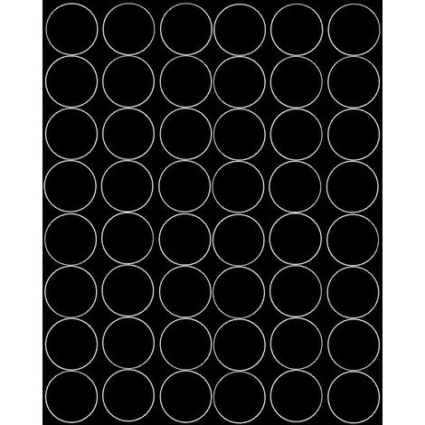 Autocollants ronds de 6 cm, pastilles, 48 pièces, noir brillant