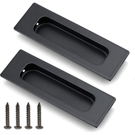 Set di 2 maniglie a incasso in acciaio inox per ante scorrevoli – Maniglia a scomparsa – Maniglie a incasso – Con viti di montaggio – Per ante scorrevoli, armadi e cassetti – Nero (1/4)
