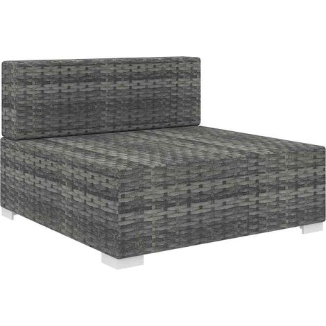 vidaXL Sofá modular central con cojines ratán sintético gris (1/2)