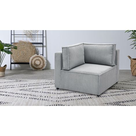 BOBOCHIC - Angle pour canapé modulable NIHAD tissu velours côtelé Gris clair (1/3)