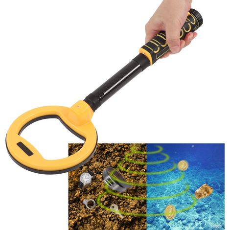 Tragbarer Metalldetektor mit rundem Kopf und kurzem Griff, Unterwasser-Schatzsuchgerät, vollständig wasserdicht, Outdoor-Schatzsuch- und Archäologiegerät, gelb. (1/5)