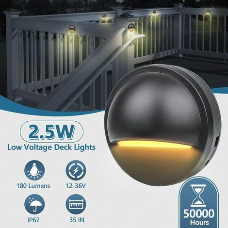 Lot de 6 Spot LED Encastrable Extérieur, IP67 Étanche, Spots à Encastrer Extérieur pour Terrasse Bois Piscine Jardin Escaliers Deck en Bois(6 Led Blanc Chaud ) [Classe énergétique A+++] B