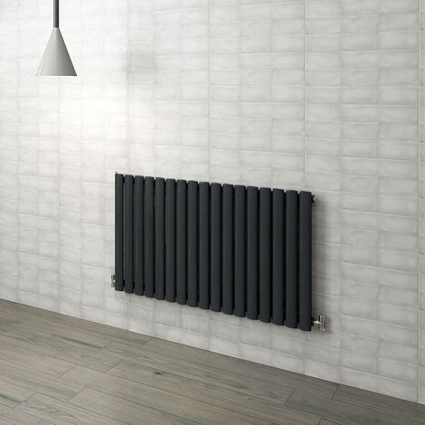Biubiubath Black Oval Column Radiator Central Heating Rads Horizontal Single Desinger 600x1003mm (1/5)