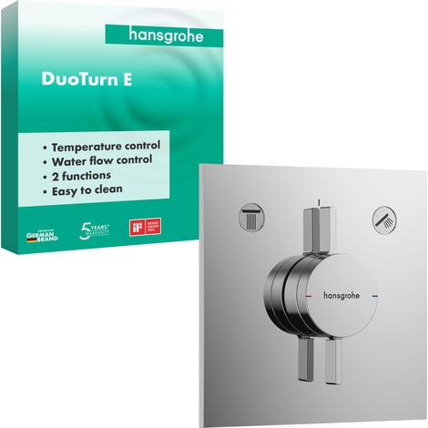 Mitigeur de douche encastré, Robinet douche carré 2 sorties, Mitigeur monocommande pour iBox universal 2, Chromé, 75417000 (1/5)