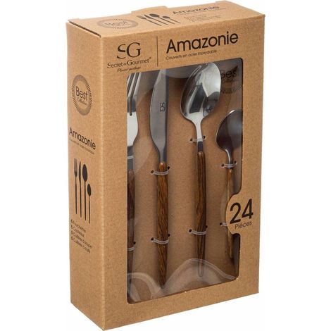 Secret-de-gourmet Amazonie Menaje 24 piezas natural acero inoxidable (1/2)
