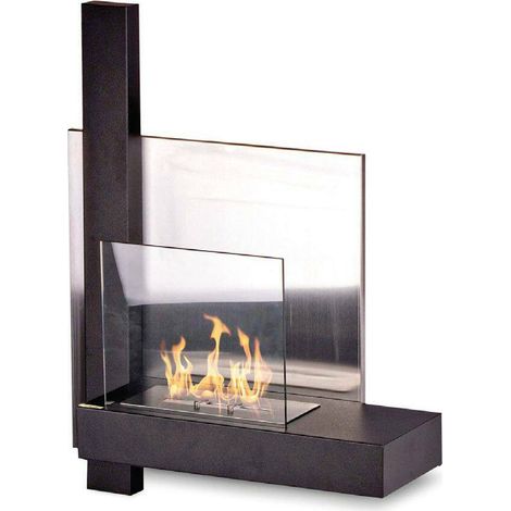 Cheminée Éthanol Bern, Capacité 1,5 L, Surface Chauffante 30 Made in Italy, 23x65x75h cm Noir