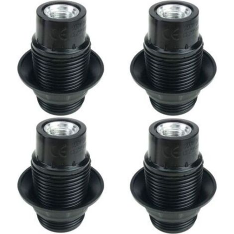 E14-Lampenfassung schwarz, 4er-Set E14-Lampenfassungen, E14-Lampenfassung, komplettes Lampenfassungsset, schwarzer Lampenfassungsadapter