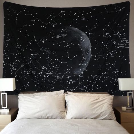Tapisserie murale Mandala Bohème Indienne 130x150cm, Carte des Constellations, Jeté de lit pour Décor Nature, Chambre, Salon, Dorm, Couvre-lit Tissu Hippie Chic (1/5)