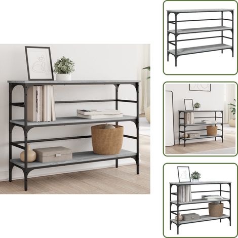 The Living Store Table console sonoma gris 100x32x75 cm bois d'ingénierie - Table Basse - Table D'appoint - Meuble D'entrée - Table Console - Table Industrielle (1/5)