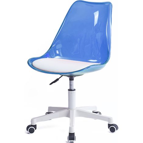 Sedia da Scrivania con ruote e Schienale trasparente Blu Poltrona da Ufficio