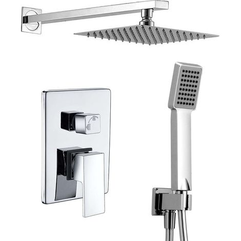 Kibath Grifo Empotrado de Ducha equipo de pared monomando CASI cuadrado acabado CROMO brillo fabricado en latón (1/5)