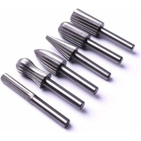 Set di 6 lime rotanti in acciaio, da 6 mm e 1/4", per lucidare e sbavare metallo, plastica, legno e pietra. (1/4)