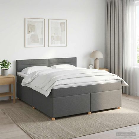vidaXL Lit boxspring avec matelas Gris foncé 180 x 200 cm Tissu (1/5)