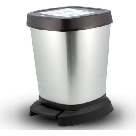 Corbeille À Pédale - 6 L - Pour Salle De Bain Cuisine Bureau - Argent (1/2)