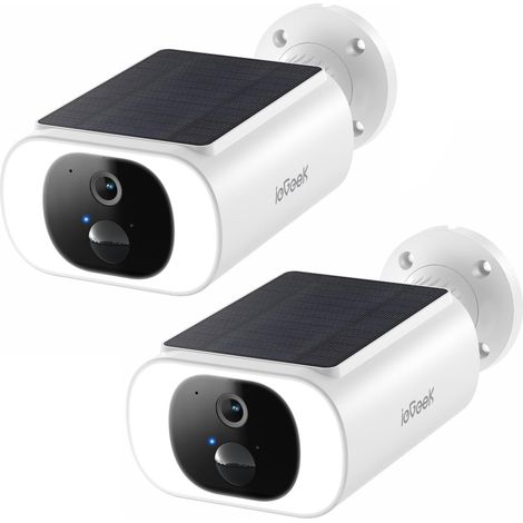 iegeek 2 pcs caméra de surveillance Wi-Fi sans fil 2K - caméra solaire extérieure IP66, panneau solaire intégré, couleur de vision nocturne, détection PIR S1