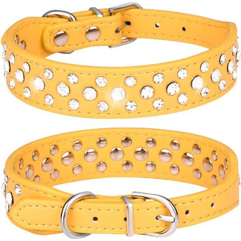 harnais chien-Collier de Chien en Cuir Strass (Rouge XS)-Fei Yu-harnais chien