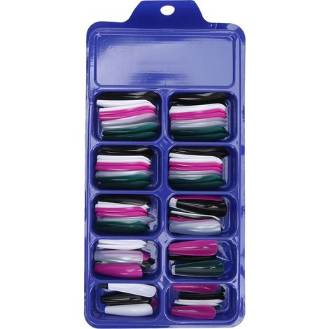 Lot 100 pièces de faux ongles acryliques pressés, couleur unie pleine couverture, astuces artificielles pour ongles, taille 11. (1/5)