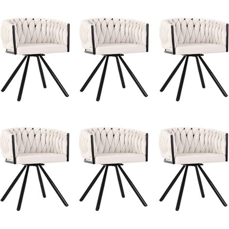 Chaise de salle à manger en velours beige avec piètement métal, lot de 4, fauteuil pivotant 360° (1/5)