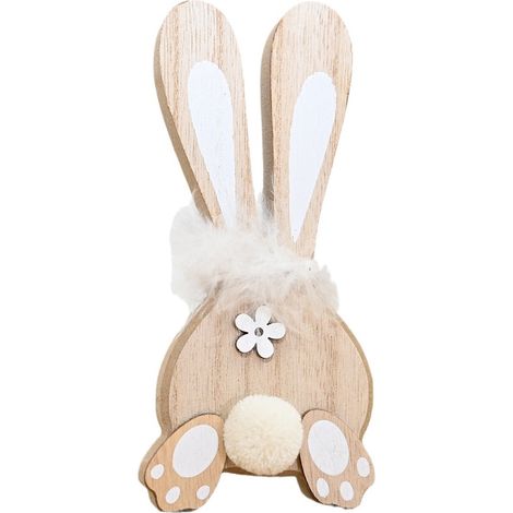 Lapin De Pâques En Bois - Figurine Décorative Rustique Pour Table À Manger Console Et Styling Saisonnier - 1 Pièce (1/2)