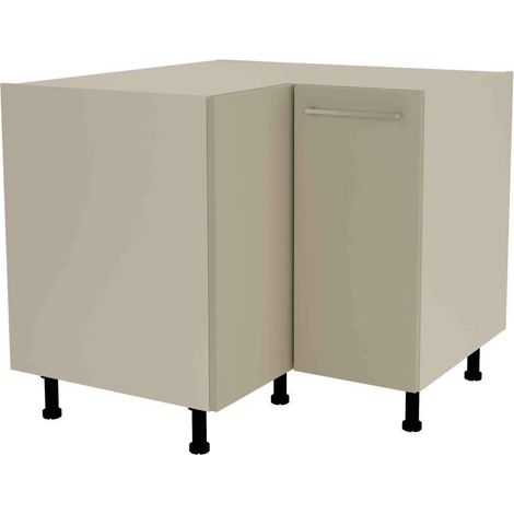 Mueble bajo de rincón acabado en puertas en color visón, 85 cm(alto)93x93 cm(ancho)60 cm(largo) (1/2)