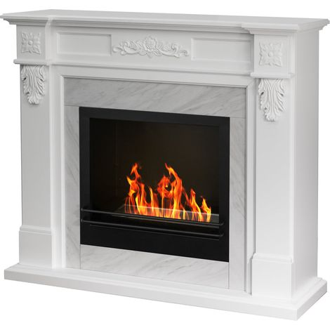 Bioethanol Standkamin "Truman" aus Holz mit Marmoreffekt 3,4 Kw Moderne Einrichtung