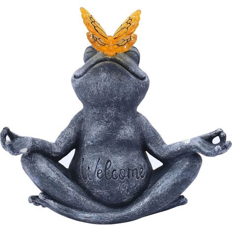 [Solarlampe] Yoga Frog, Garten- und Balkonlampe mit dualem Nachtlichteffekt, Grau, 23 x 12 x 21 cm (1/5)