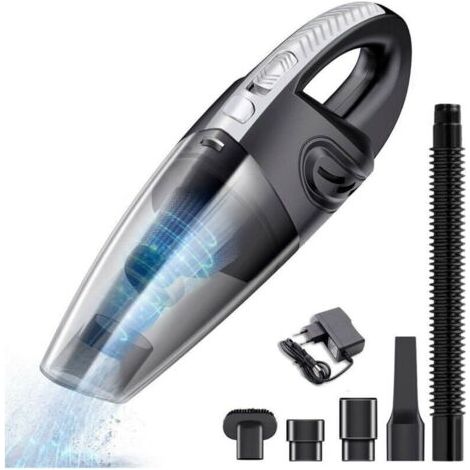 Aspirateur à main 120W, pour voiture, 2200mA, sans fil, réduction humidité/bruit, charge rapide, filtre lavable. Pour maison, voiture, table - noir.