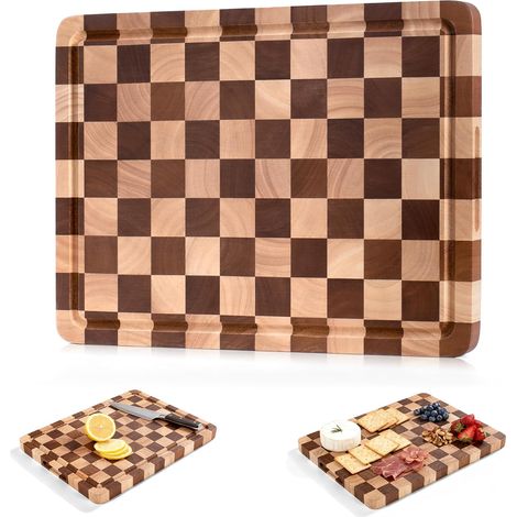 Planche a Decouper Bois,Cuisine Planche a Decouper Bois Massif,1 Pouce éPaisseur Planche De DéCoupe En Bois Avec Puce à Fente De Jus,Couper Tournables Facilement La Viande (Rectangulaire) (1/5)