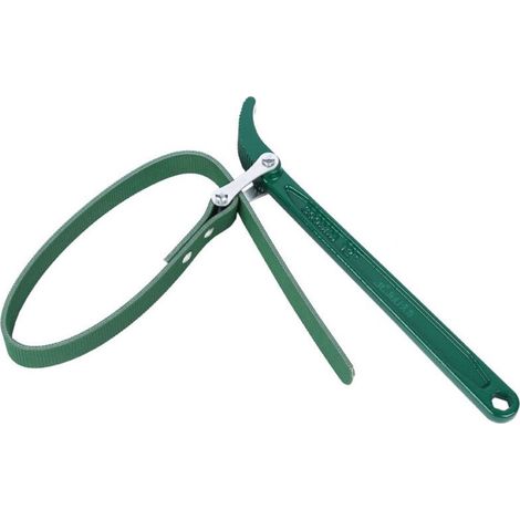 Clé à sangle ajustable 230mm pour filtres à huile et tuyaux universels - Outil de serrage robuste avec bande d'acier et manche en caoutchouc vert - (1/5)