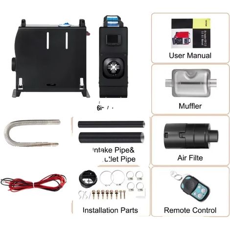 Chauffage à air diesel, télécommande, chauffage efficace, 8KW Interrupteur LCD Noir (1/2)