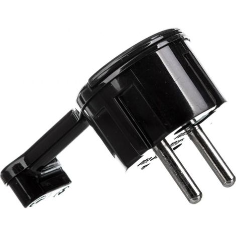 Ultraflacher Winkelstecker 16A 2P+Z 250V mit Halterung, schwarz WT-16UP