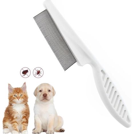 Peigne anti-puces chien chat, dents métalliques arrondies, toilettage efficace doux (1/5)