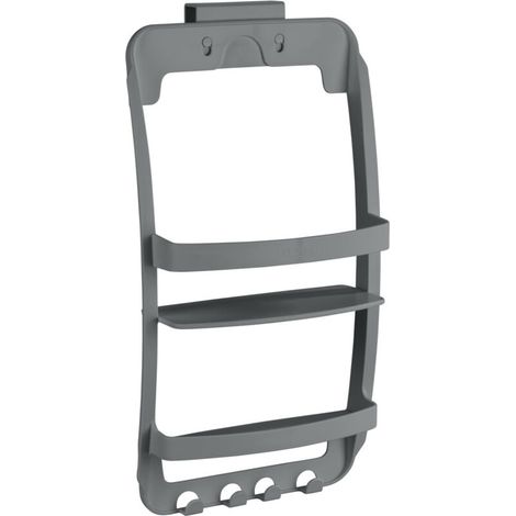 Étagère de douche sans perçage – 2 niveaux – Plastique imperméable – Dimensions 26 x 54,5 x 11,5 cm – 4 crochets pour accessoires