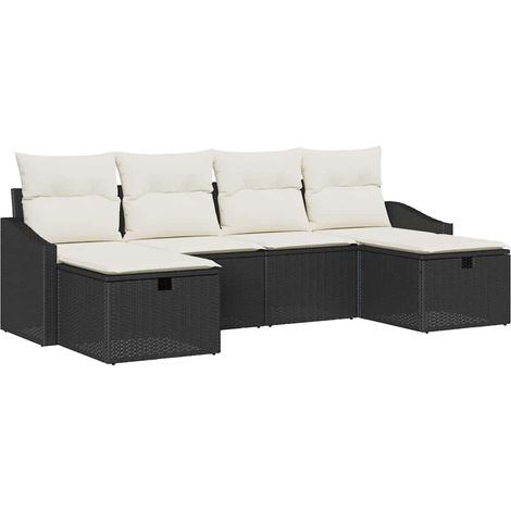 Sofa Set with Cushion 6 pcs Poly Rattan vidaXL