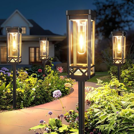 Grandes Lampe Solaire Exterieur 6 Pièces, Super Lumineux Lumiere Solaire Exterieur avec batterie 1000 mAh, 15 heures d'éclairage IP65 Solar Lights jardin étanches pour pelouse, cour, balcon (1/5)