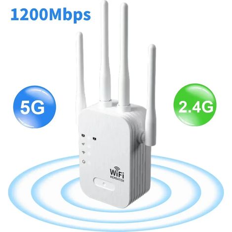 Répéteur WiFi (1200 Mbps, 4 antennes, norme européenne), amplificateur de signal WiFi (1/5)