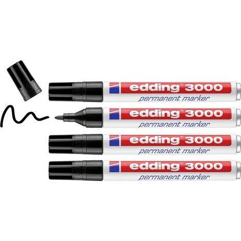 Edding 4-3000-4-1001 Marcatore indelebile Nero resistente all'acqua: Sì (1/5)