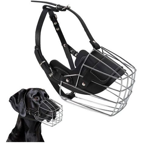 Muselière pour dogue allemand. extra large. en métal. respirante et permettant de boire. (1/5)