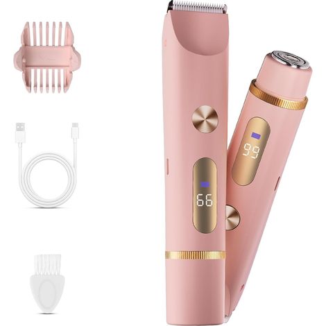 Rasoir Électrique Femme 2 en 1 Rechargeable Tondeuse Bikini et Visage Lames Céramique IPX7 Sans Douleur Violet (1/5)