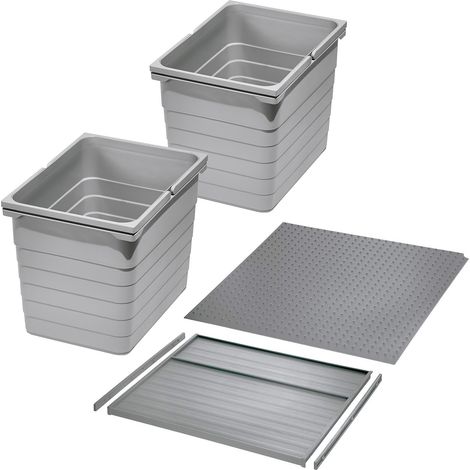 Ninka Abfalltrennsystem eins2vier KB 450 mm (2 x 17L) alugrau für Seitenstärke 16 mm (1/5)