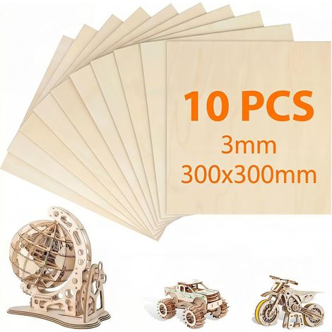 10 Pièces Contreplaqué 3mm, Planche Bois Carré 30x30cm, Plaque en Bois Bricolage pour Découpe Laser, Pyrogravure, Modélisme et Gravure, Panneau Brut (1/5)