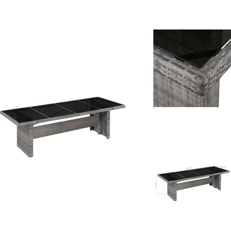 Table de jardin 240x90x74 cm Résine tressée et verre - Table De Jardin - Table D'extérieur - Mobilier De Jardin - Table En Résine Tressée - Table Avec Verre (1/3)