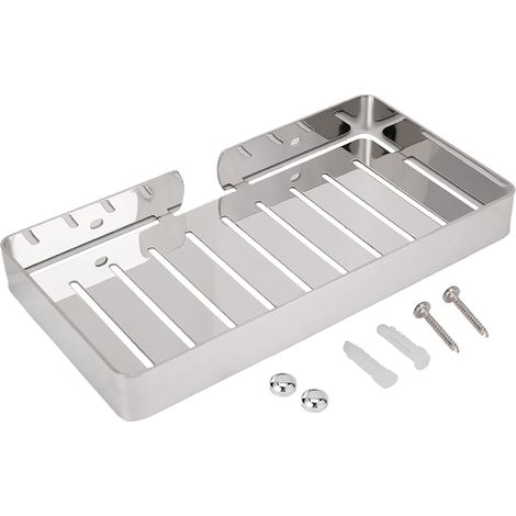 (Argenté)Étagère de Salle de Bain Porte - Savon Support Mural en Acier Inoxydable pour Support de Drain, Support de Rangement pour Panier pour Organisateur de Salle de Bain (1/5)