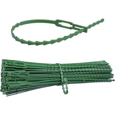 Packung mit 200 verstellbaren Gartenpflanzenbindern – 230 mm lange, wiederverwendbare Kunststoffbinder zur Stützung von Kletterpflanzen, Tomaten, Sträuchern und anderen Pflanzen (Grün)